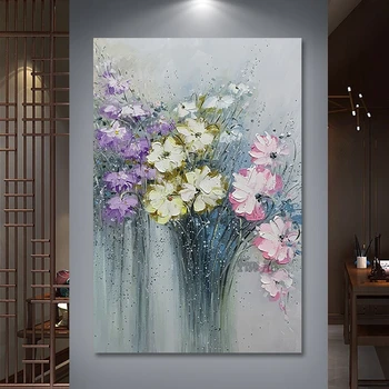 Мастихин, Цветни абстрактни цветя живопис, предмети на домашния декор, стенни картина в голям размер за ресторант Без рамка