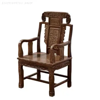 Мебели от червено дърво, крилата на стол, Дървен стол Тайши, чай стол от три части, китайски маса за хранене, стол, работен компютър Бос от масивно дърво
