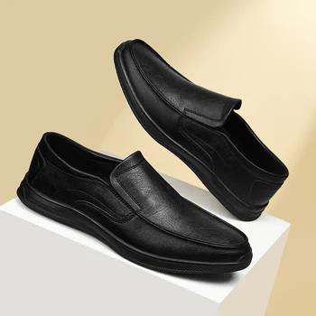 Модерен италиански Лоферы, Модел обувки, Мъжки лоферы, Кожени Обувки-Oxfords, Официални Обувки за Сватба, Модни Минималистичная Обувки за Мъже, Удобна