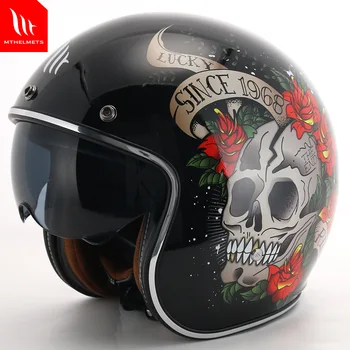 Мотоциклет шлем MT, мъжки и женски годишният дишаща полушлем, ретро мотоциклет лек шлем