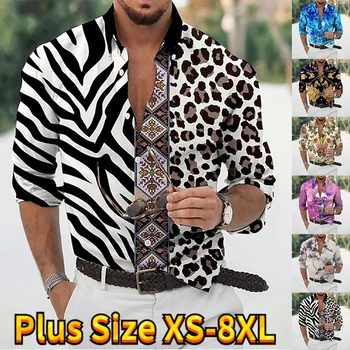 Мъжки Персонализирани Ризи с копчета с Ослепителна Принтом и дълъг ръкав с Класически Дизайн, Приталенные Ризи За Всеки Ден, Ежедневни ризи XS-8XL