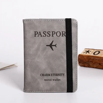 Нови Дамски мъжки RFID Реколта бизнес корици за паспорти, за употреба, богат на функции за идентификация на банковата карта, калъф-портфейл от изкуствена кожа, аксесоари за пътуване