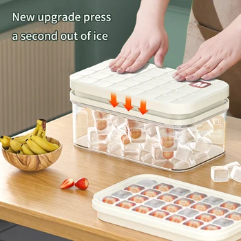 Прес-форма за кубчета лед голям капацитет силиконовата мрежа за лед домакински Кутия за съхранение на кубчета лед Инструмент за приготвяне на безалкохолни напитки, кухненски бар