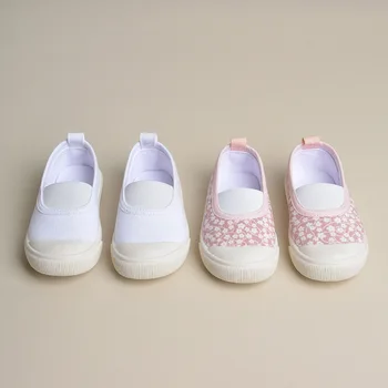 Пролетно нова детска парусиновая обувки, ежедневни удобни бели обувки с мека подметка за момичета, детски тънки обувки