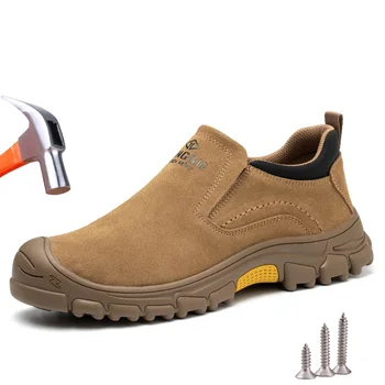 Работа защитни обувки заварчик, мъжки обувки от телешка кожа, с метална бомбе, дишаща неразрушаемая кевларовая стелка, предпазни защитни обувки