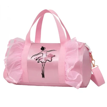 Розови балетные танцови чанти за момичета, спортни танци детска раница, детски бъчви, на помещение, чанта, с Костюм, Дрехи, Обувки, рокля, чанта