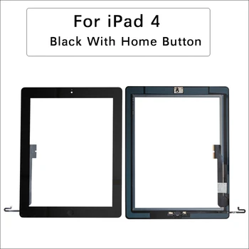 Сензорен екран с прозрачно цифрователем възли за iPad 4 с бутон Home + залепваща стикер A1458 A1459 A1460