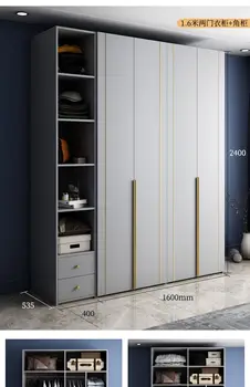 Скандинавски гардероб, Модерна проста битова комбинация за спалнята, Малки домакински монтаж, Икономични мобилни прост голям шкаф
