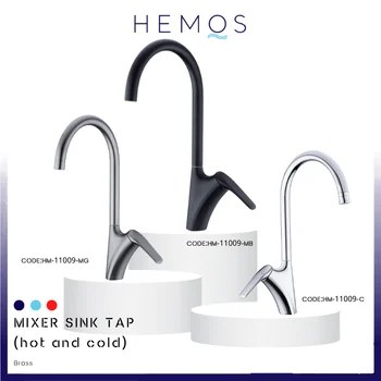 Смесител за мивка Hemos със завъртане на 360 градуса за топла и студена вода, монтиран на бортике