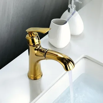 Смесител за мивка с един дупка, топла и студена вода, европейски и американски стил, прибиращ се межплатформенный смесител за баня