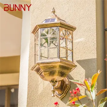Стенен лампа БЪНИ Outdoor Solar Retro LED Водоустойчива класически лампа Sconces за декорация на верандата на къщата