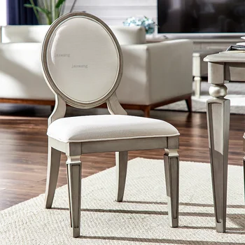 Стол за сядане с облегалка в американски стил за дневната, модерен ресторант трапезни столове от масивно дърво за малък апартамент, стол за грим в спалнята