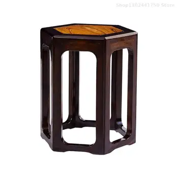 Столче за барабан от червено дърво, шестоъгълни стол от масивно дърво, пейка на кея, сандалово дърво, двуцветен кръгла табуретка в китайската хол