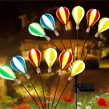 Танцови светлини на балон с горещ въздух, Слънчев уличен градински лампа, украса на тревата в двора, цветна топка, лампа за сватбени партита