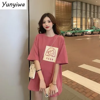 Тениски женски с анимационни принтом Kawai розово на Гореща разпродажба 2xl Корейски стил харадзюку универсални Популярни Горещи продажба Модерен случайни шик