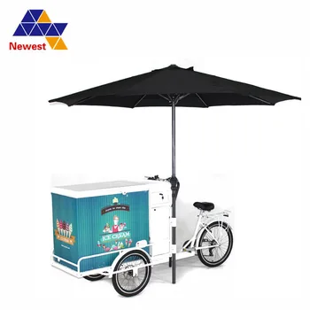 Триколка с чадър за сладолед, хладилник за сладолед, крак под наем или на електрическа