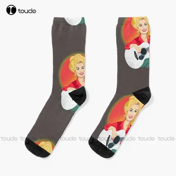 Чорапи Dolly Parton The Queen Of Country Music, дамски чорапи памук унисекс за възрастни, юноши, младежки чорапи, подарък за поръчка на цифров печат на 360 °