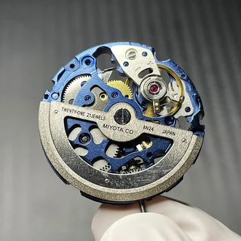 Япония Miyota скелетонизированный механичен механизъм 8N24 Промяна син цвят 21 скъпоценен камък Модификация автоматично часов механизъм 8N24 Нова