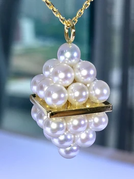 Японската Небесна Дева Akoya Pearl Около 4-4,5 мм Ултра Силна Лека Модерен Стилен Медальон От Естествени Морски Перли Колие