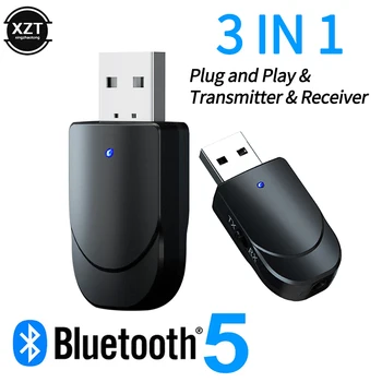 нов аудиоприемник-предавател, Bluetooth Версия 5.0, 3 В 1, мини конектор 3.5 мм AUX USB, стереомузыкальный безжичен адаптер за телевизори, автомобилни КОМПЮТРИ