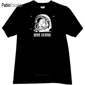 памучен тениска, мъжки маркови тениски, Юрий Гагарин, Известният съветски космонавт, руска фланелка бяла на цвят, мъжки модни тениска 4XL 5XL