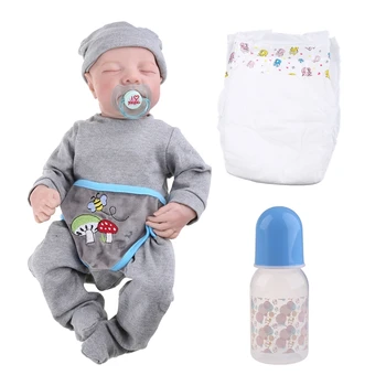 реалистичен 19 инча за кукла със затворени очи, спален момче, мека vinyl силиконова скъпа играчка, подарък за новородено